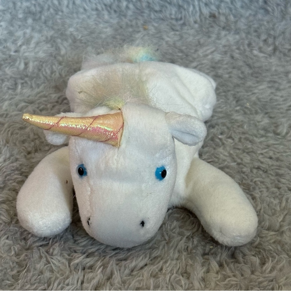 Ty Beanie Babies 8” Mystic Unicorn White Bean‎ Plush Stuffed Animal Toy